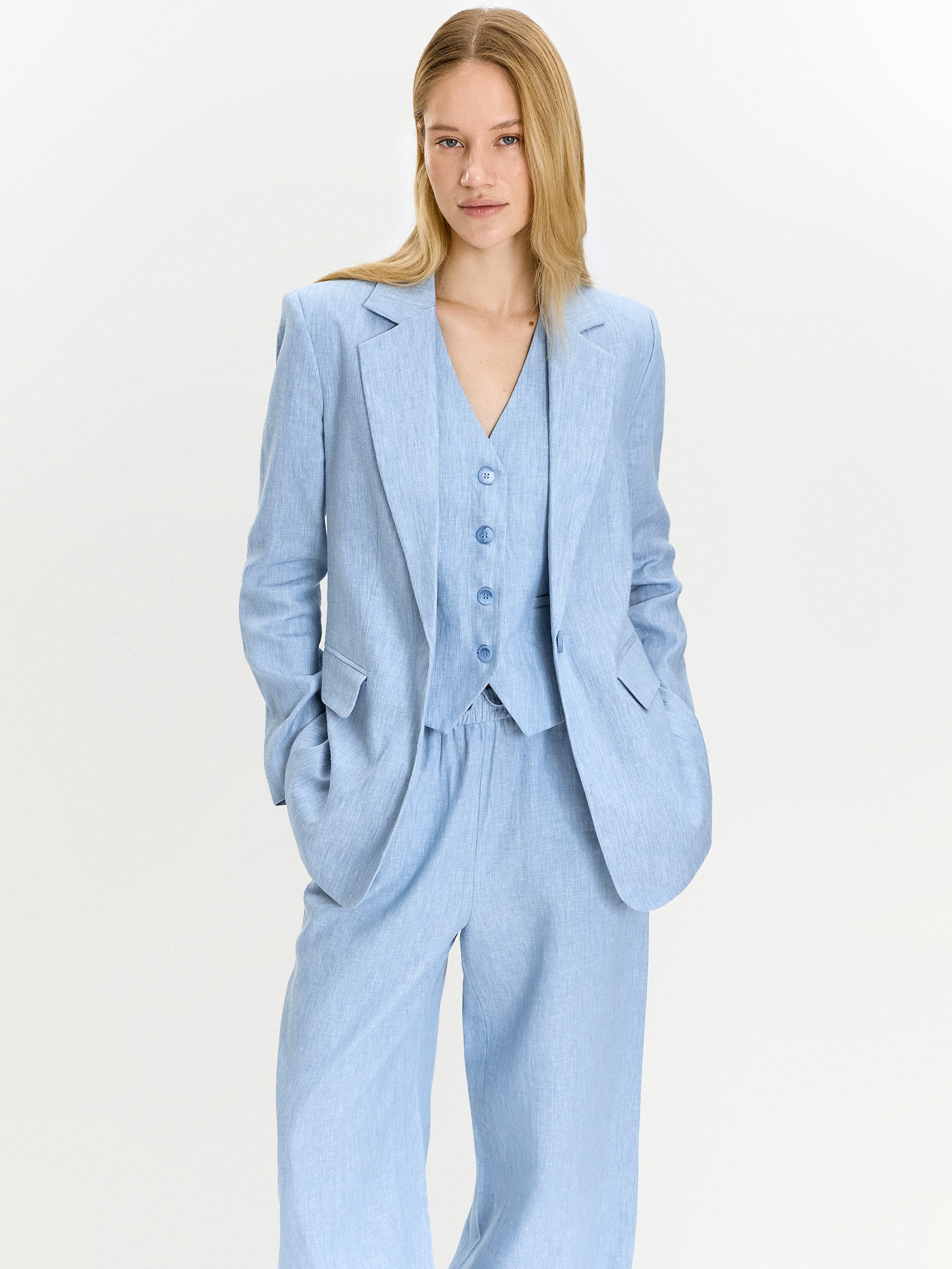 Однобортный жилет изо льна